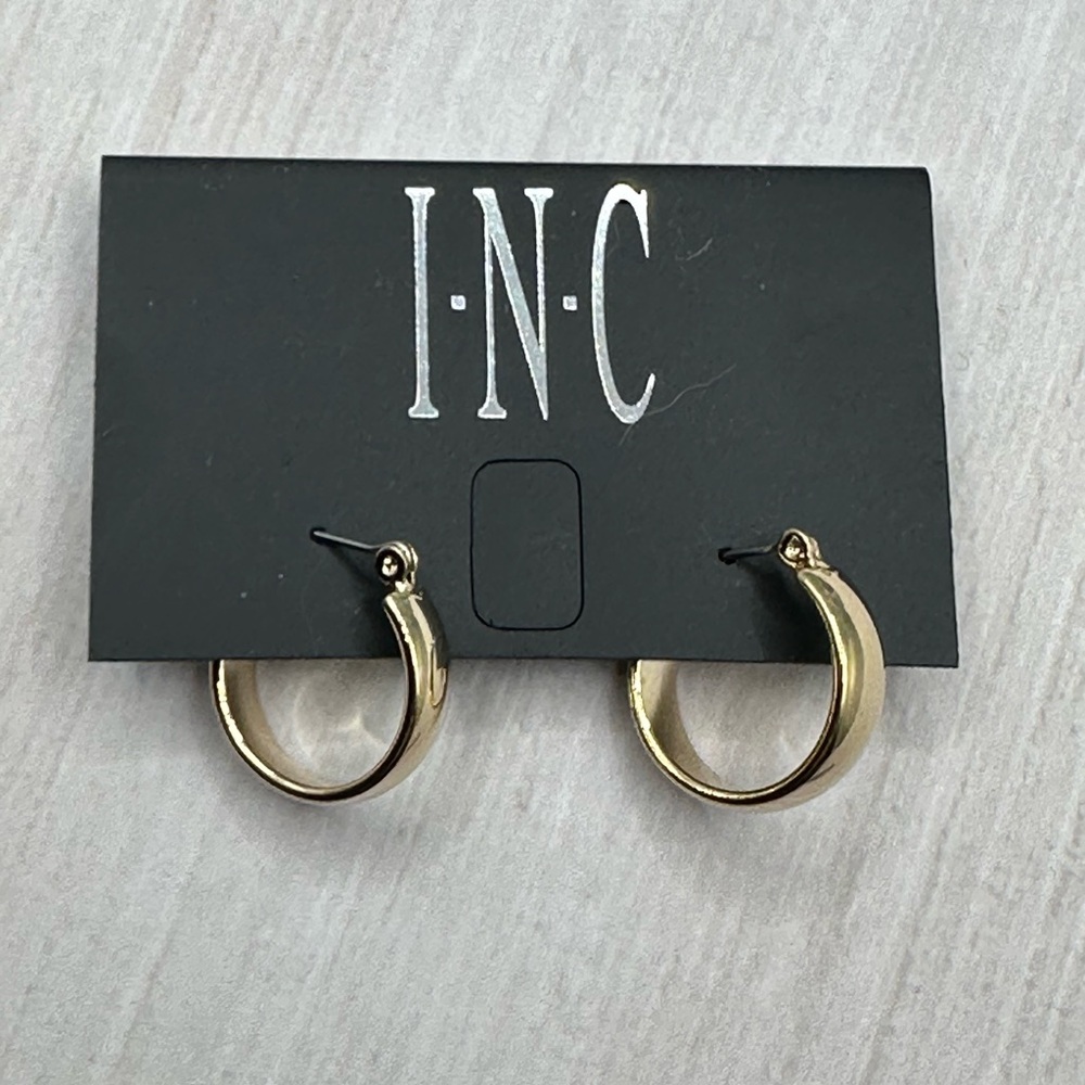 Brand New INC International Concepts Simple Goldtone Hoop Earrings